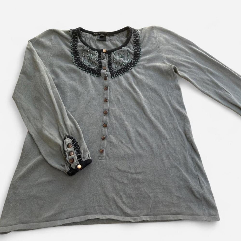 Marc Jacobs blue long sleeve top with beaded details Size M